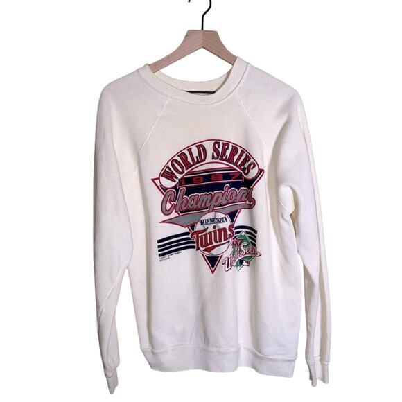 VNTG MLB TULTEX Minnesota Twins 1987 Logo 7 world championship crewneck XL - Picture 1 of 4